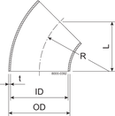 BEND 45 BS DN40 HSF2 1.4404